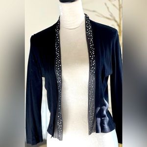 BCBG black cardigan with Crystal embellishments